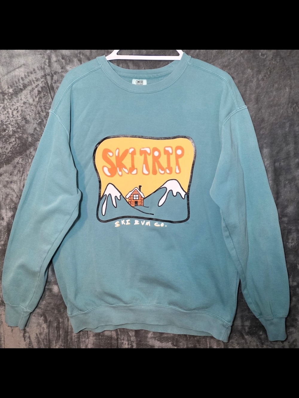 Comfort Colors Ski Trip Graphic Crewneck Sweatshirt - Teal